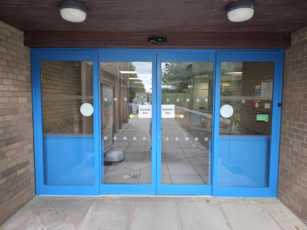 blue doors at chepstow leisure centre