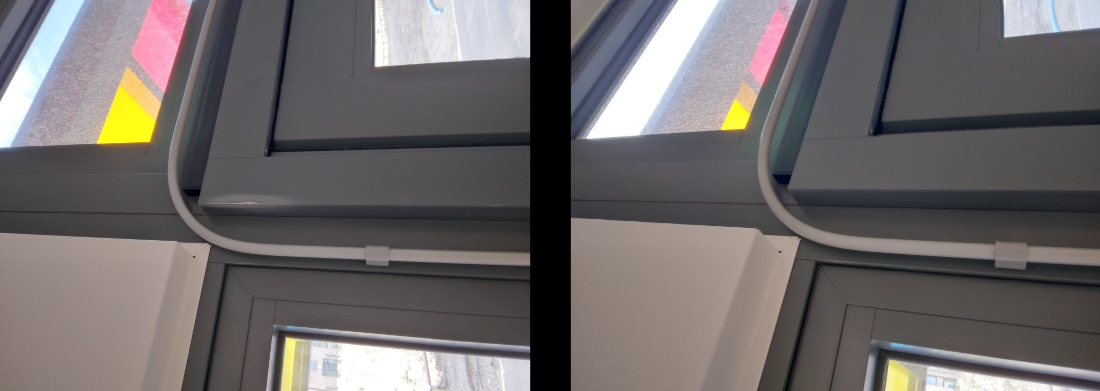 before and afters of a scratched window frame