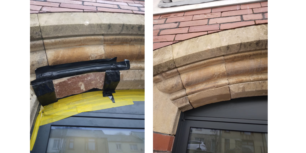 stone archway repairs before and after