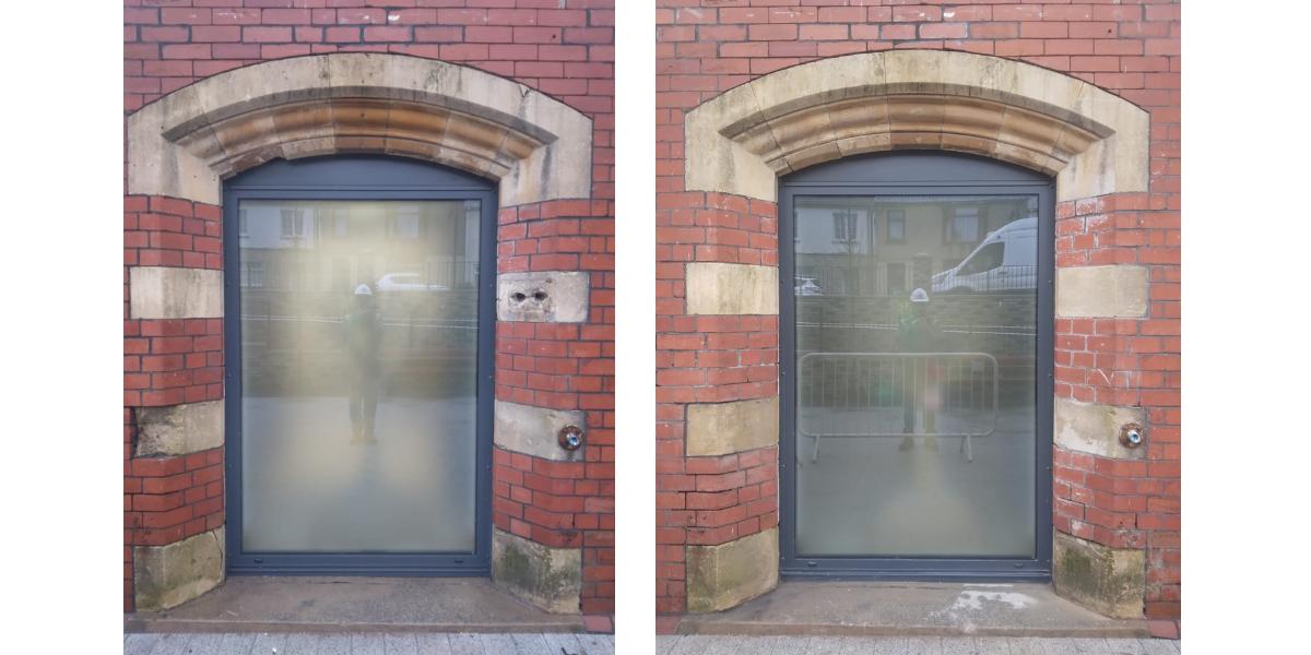 The Bevan Health and Wellbeing doorway after repairs