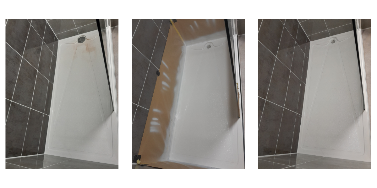 shower tray before and after respraying